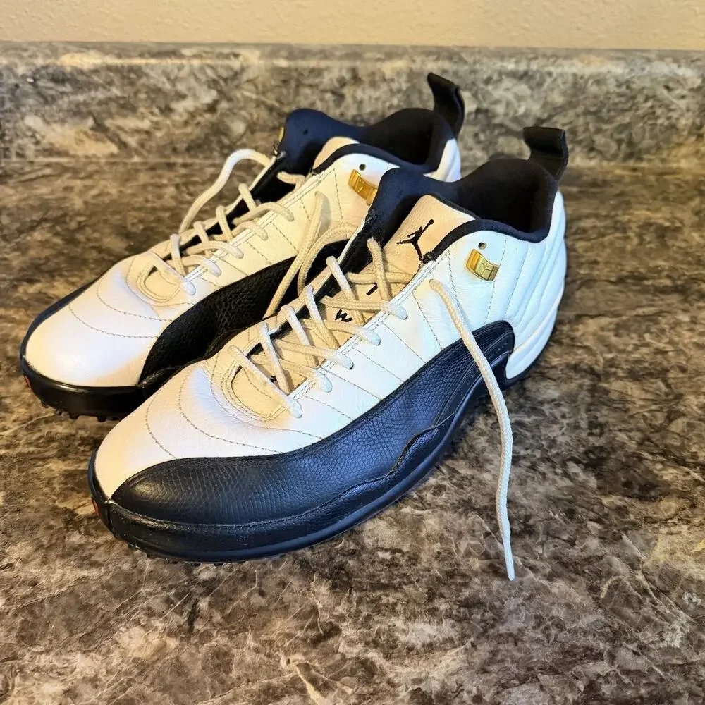 Size 10 - Jordan 12 Low Golf Taxi 2022 Black White Golf Shoes